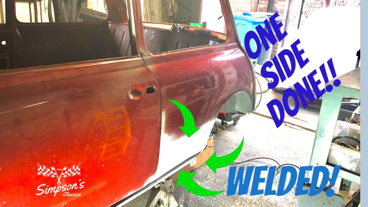 REAR QUARTER PANEL WELDED UP - 89 CLASSIC MINI RESTORATION