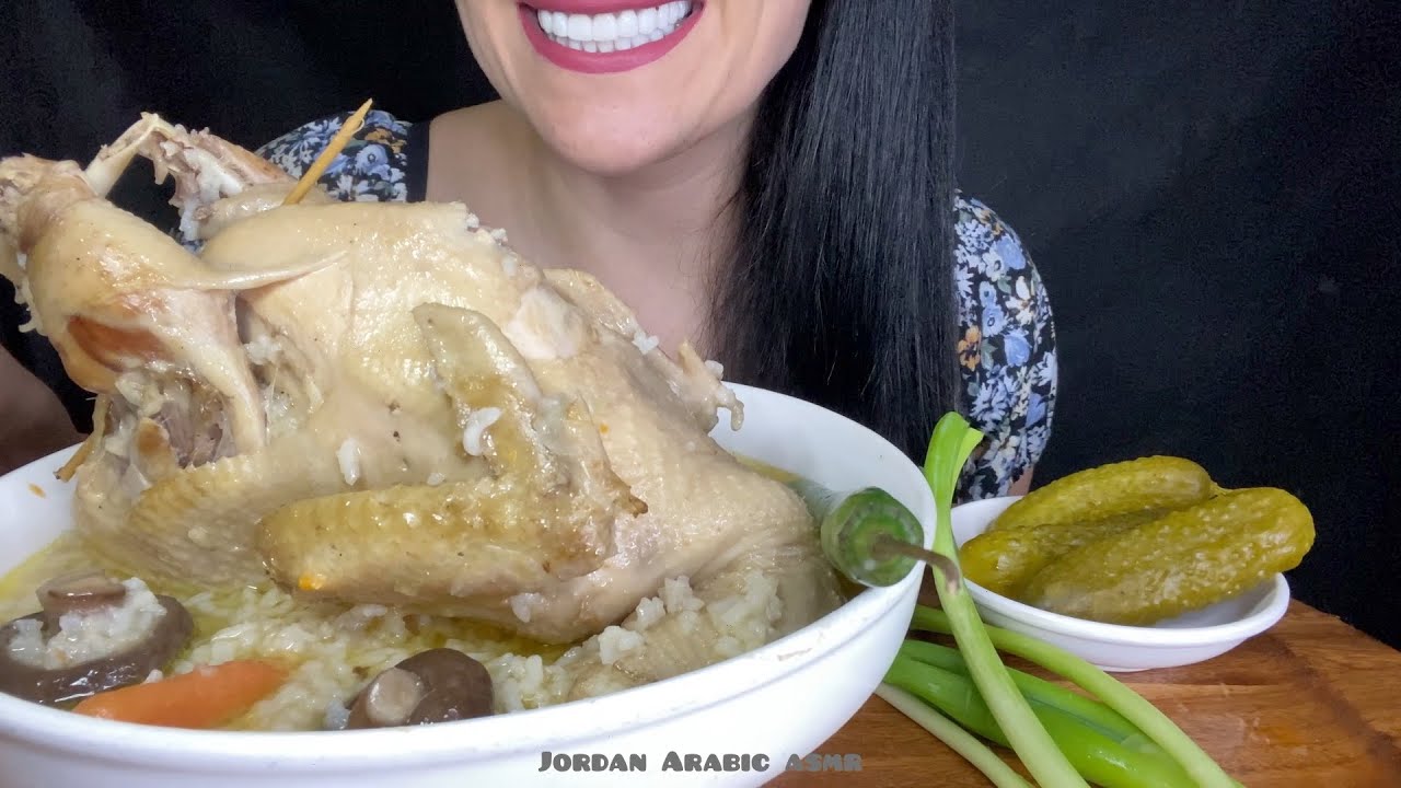 ASMR MUKBANG EATING CHICKEN SOUP WITH RICE اكل شوربه الدجاج مع الارز