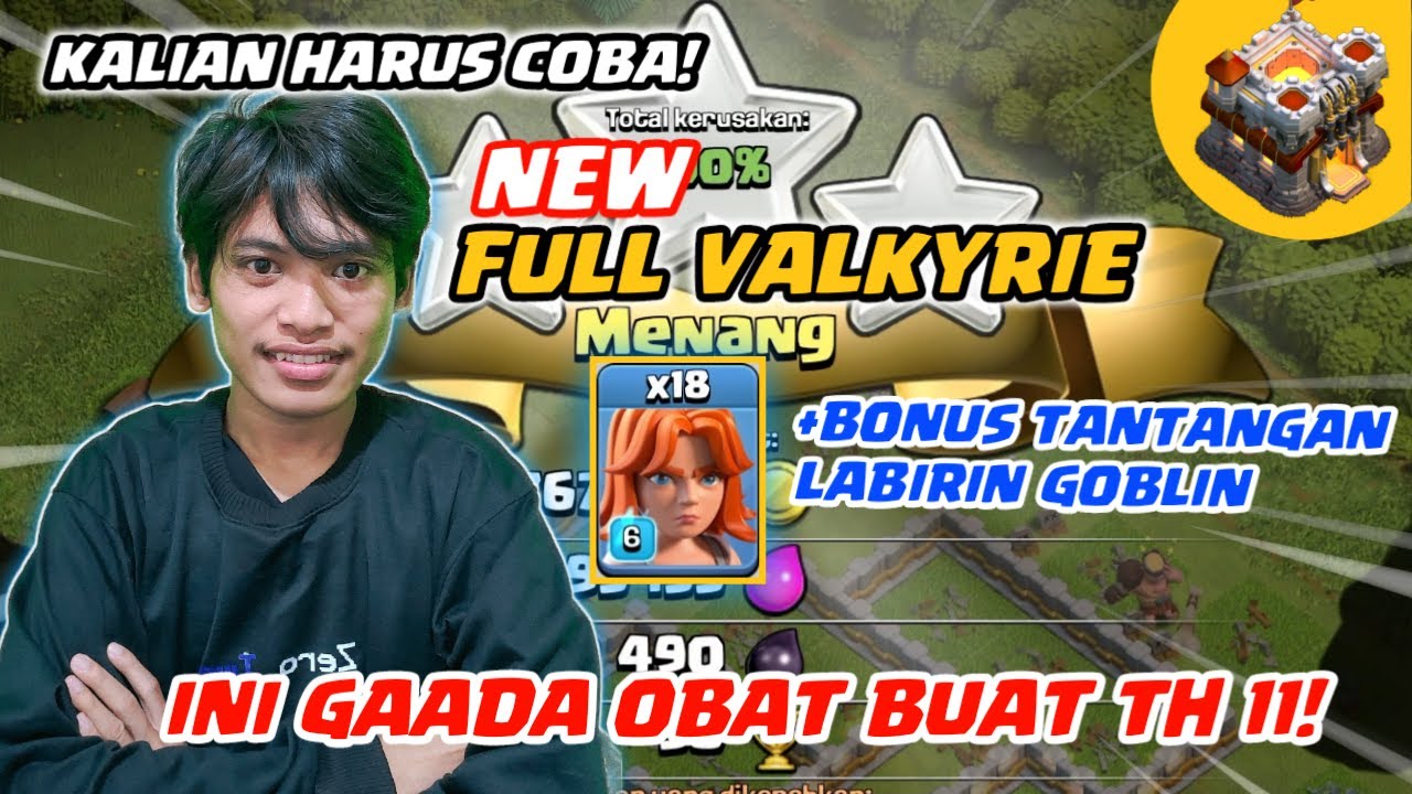 NEW COMBO HARUS COBA! Full Valkyrie Batspell Strategi WAR TH 11 - Clash Of Clans Indonesia