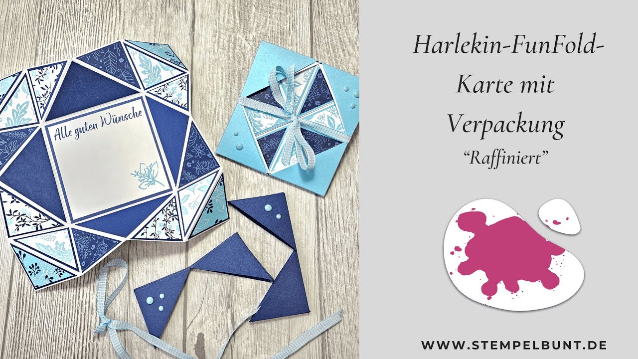 Harlekin-FunFold-Karte mit Verpackung - Raffiniert - Stampin'Up!® - Anleitung - Produkt des Monats