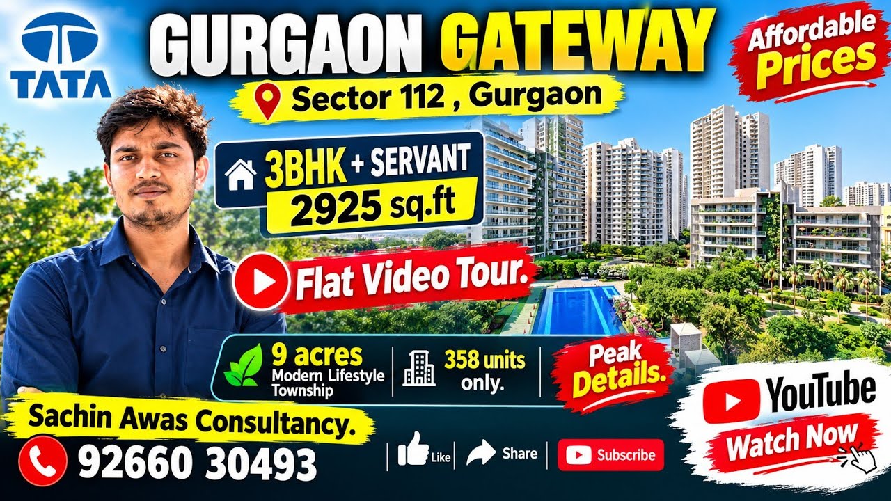 TATA GURGAON GATEWAY 3BHK + SERVANT FLAT VIDEO BY SACHIN 2925. #flat #property #flatforsale #gurgaon
