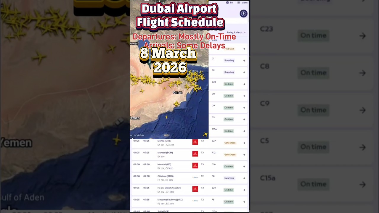 Dubai Airport Flight Update Today (8 March 2026) ✈️ Departures On Time | Arrivals Delayed DXB