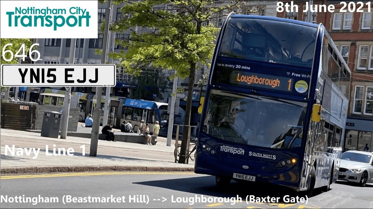 Nottingham City Transport: 646 on Navy Line 1 to Loughborough (UK Bus Timelapse #5)