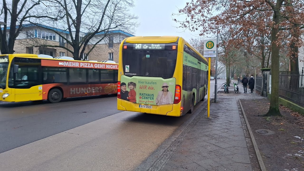 Mitfahrt im 347 von S Ostbahnhof bis Stralau Tunnelstraße im Bus 1822