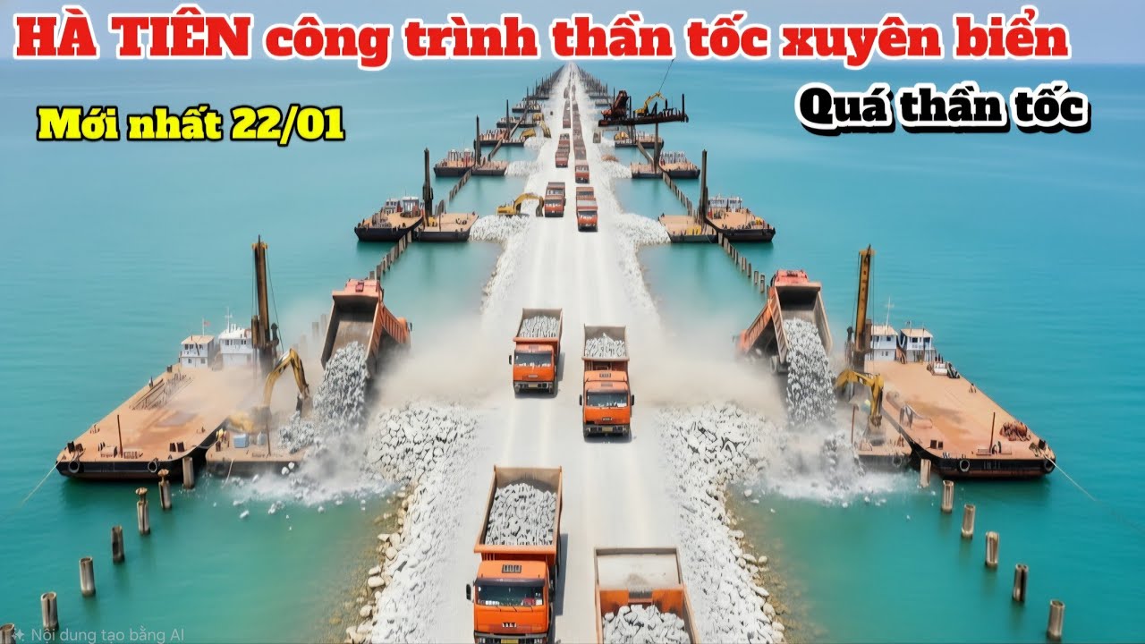 Trực tiếp 22/01 Công trình thần tốc xuyên biển Hà Tiên bất ngờ vắng vẻ lạ thường
