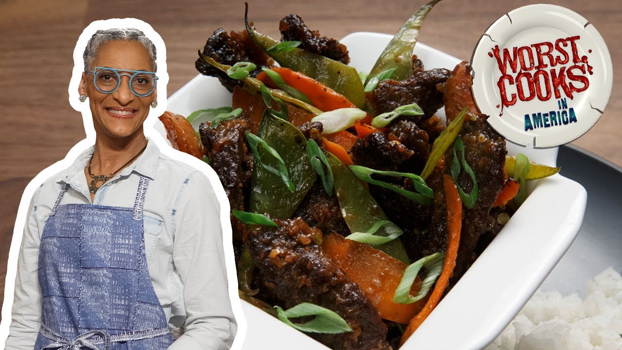 Carla Hall's Crispy Beef with Carrots and Snow Peas | Worst Cooks in America | Food Network