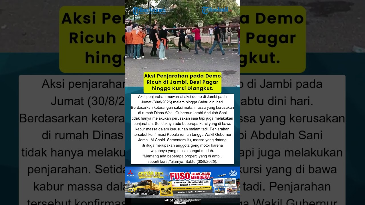 Aksi Penjarahan pada Demo Ricuh di Jambi, Besi Pagar hingga Kursi Diangkut