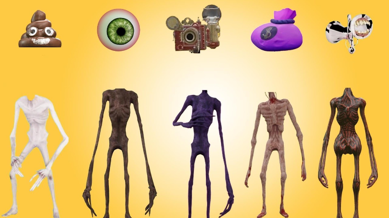 WRONG HEADS, POOP, EYE, SIREN HEAD CAMERA, MONEY, SCP-096