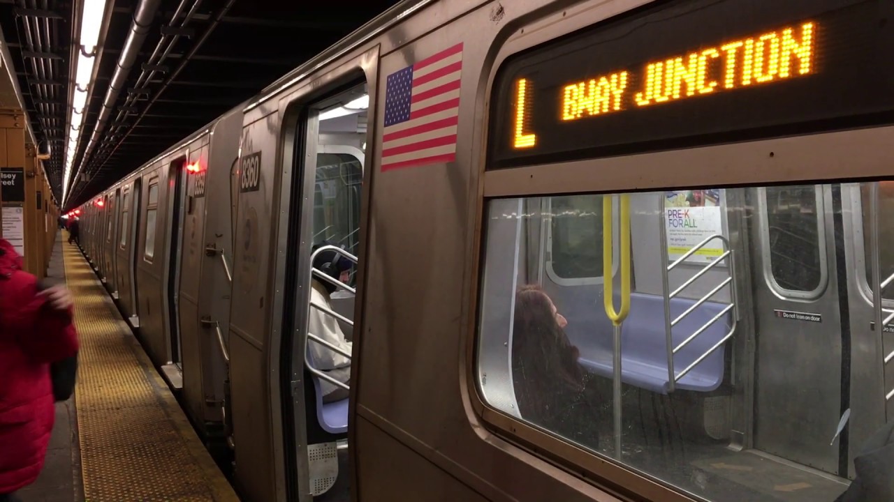 BMT Canarsie Line: Manhattan and Bway Junction bound (L) Trains @ Halsey Street (R143, R160A-1)