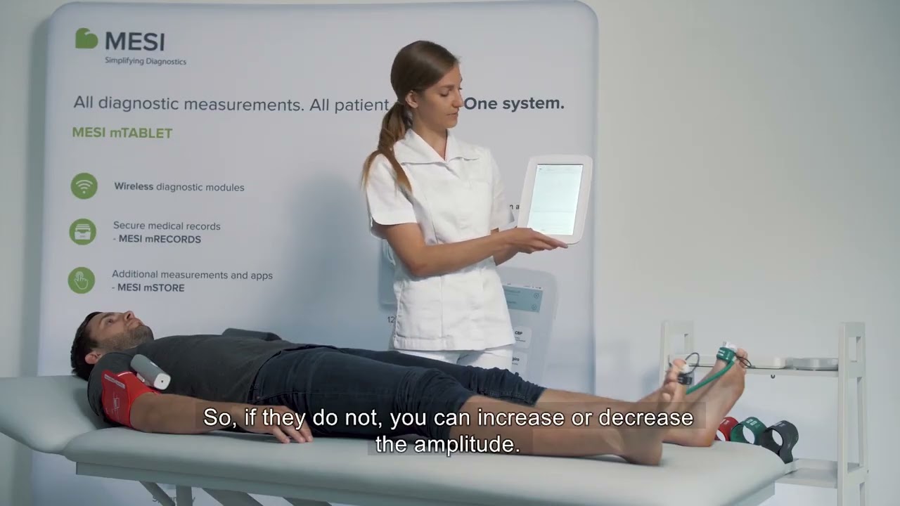 Demonstration of toe-brachial index (TBI) measurement - MESI mTABLET TBI