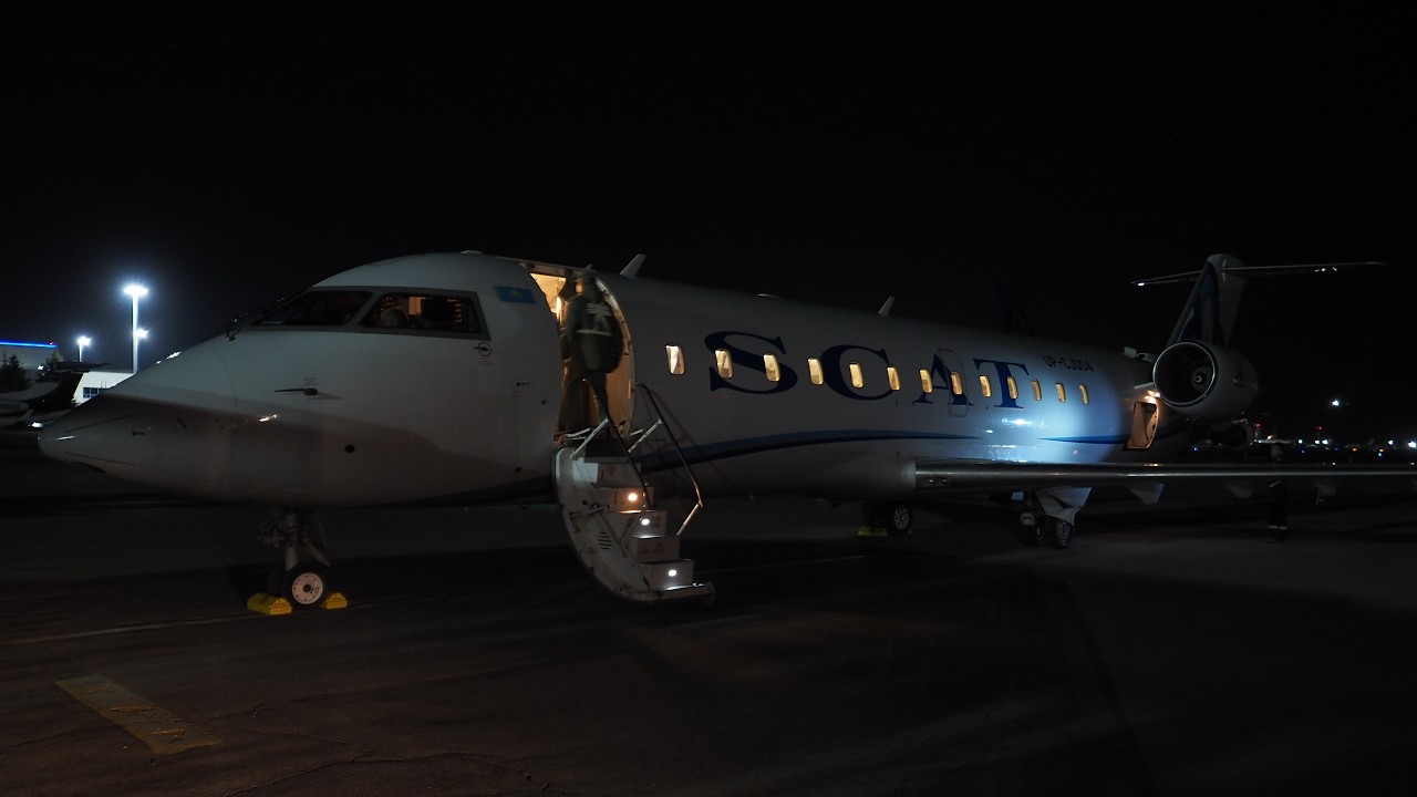 CRJ-200 night takeoff - full flight - SCAT Airlines