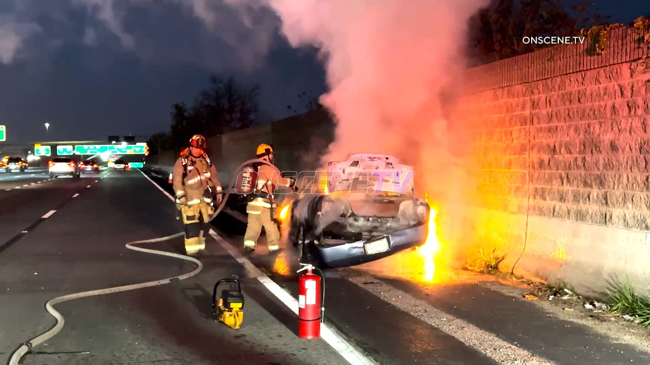 110 FWY Car Fire Slows Down Traffic, SOUTH LA