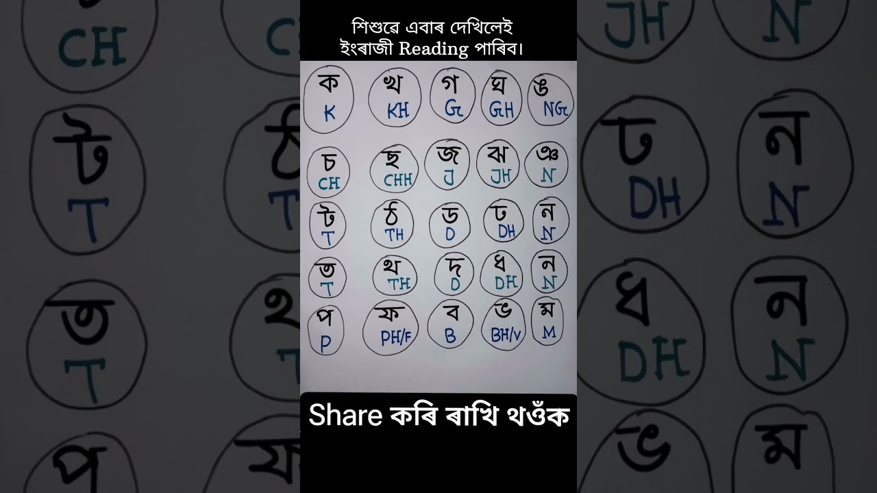 শিশুৱে এবাৰ দেখিলেইইংৰাজী Reading পাৰিব||spoken English in Assamese//Assamese to english reading