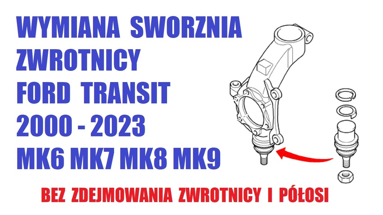 Wymiana sworznia zwrotnicy Ford Transit MK6 MK7 MK8 2000-2023 bez zdejmowania zwrotnicy