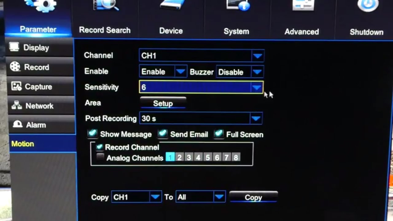 Setting Up The Motion Sensor on The Cobra 63890 Surveillance DVR