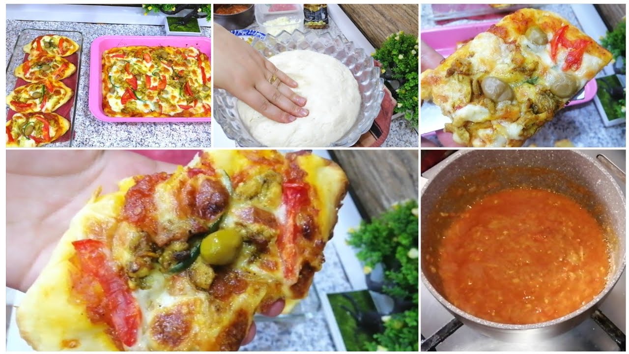 حضرت اطيب بيتزا بطريقه احترافيه مثل المطاعم🍕😋بعجينه سهله لكل انواع الفطائر +عمل صلصه البيتزا😍
