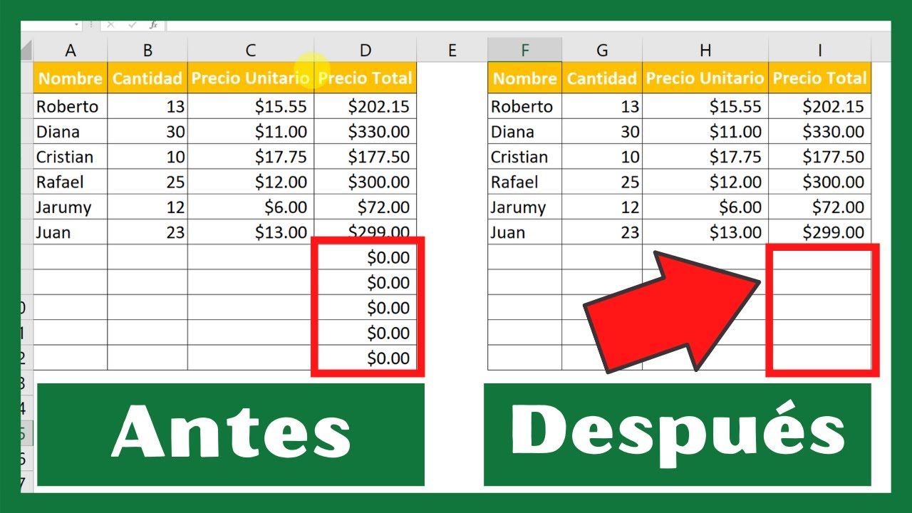 FÓRMULA para que no APAREZCA 0 en Microsoft Excel (OCULTAR Valores CERO) * 4 Métodos *