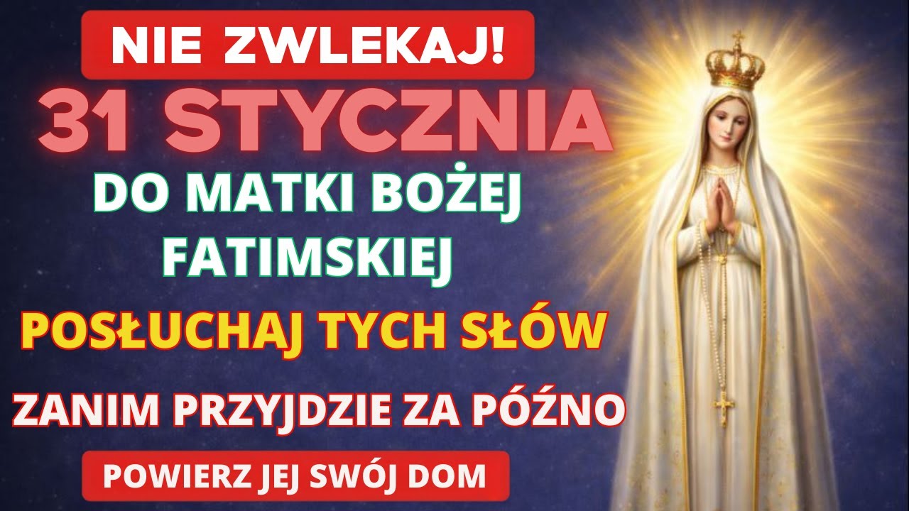22 STYCZNIA | MODLITWA DO MATKI BOŻEJ FATIMSKIEJ – NIE ZWLEKAJ, POMÓDL SIĘ