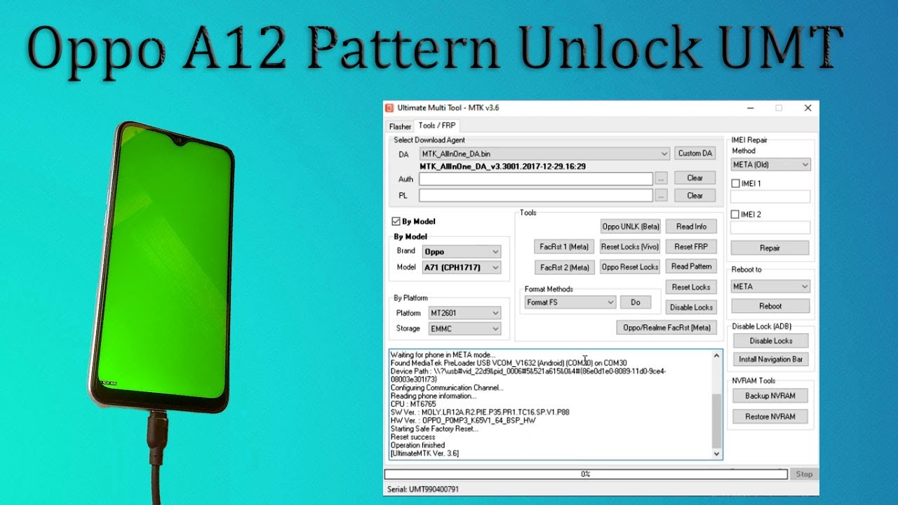 Oppo A12 Pattern Unlock UMT