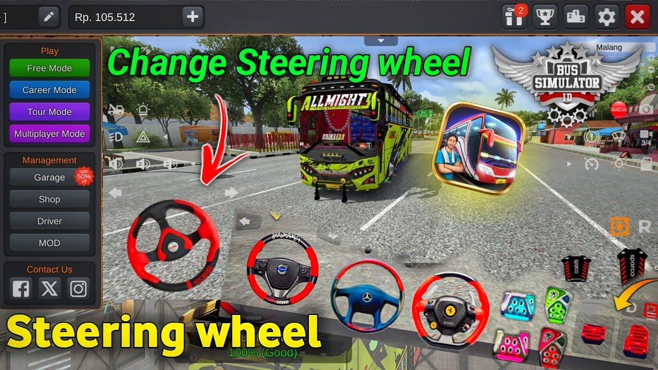 Bus Simulator Indonesia - Steering Wheel Mod Change Karen Ka Tareka | Bus Game