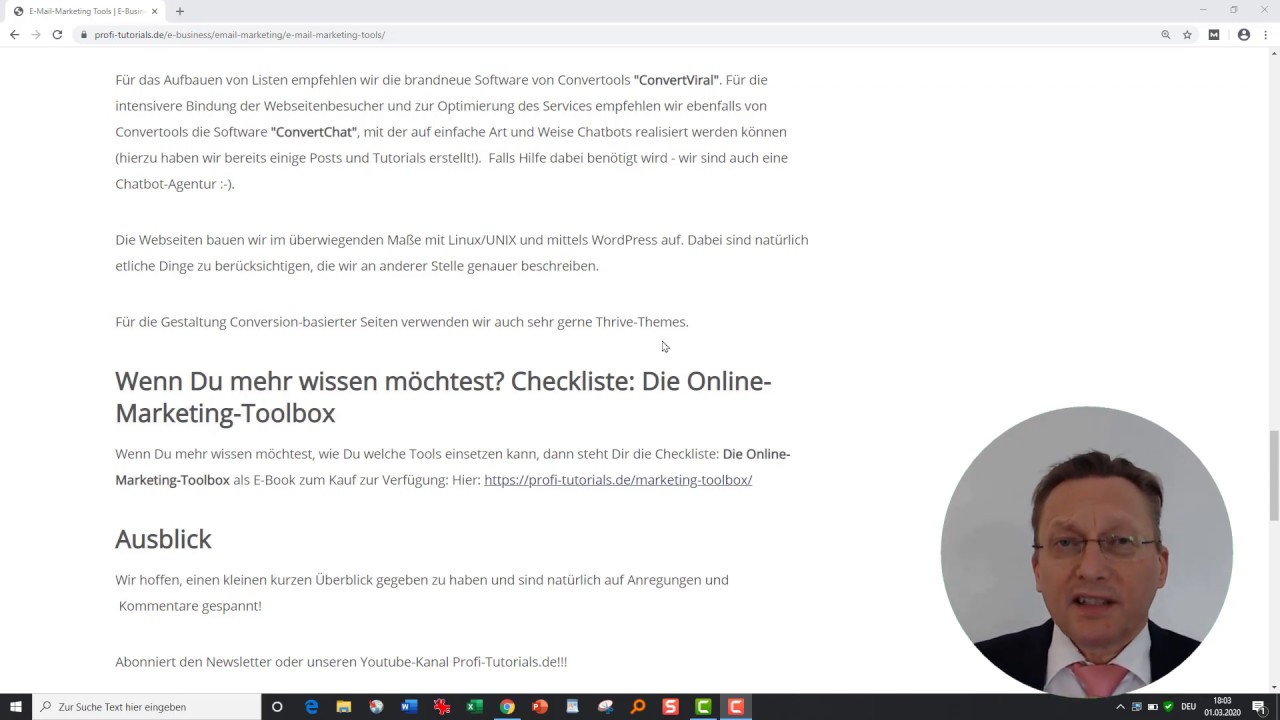 E-Mail-Marketing Tools bei Profi-Tutorials.de. Was brauchst Du wirklich f&uuml;r Tools f&uuml;r's E-Business!!