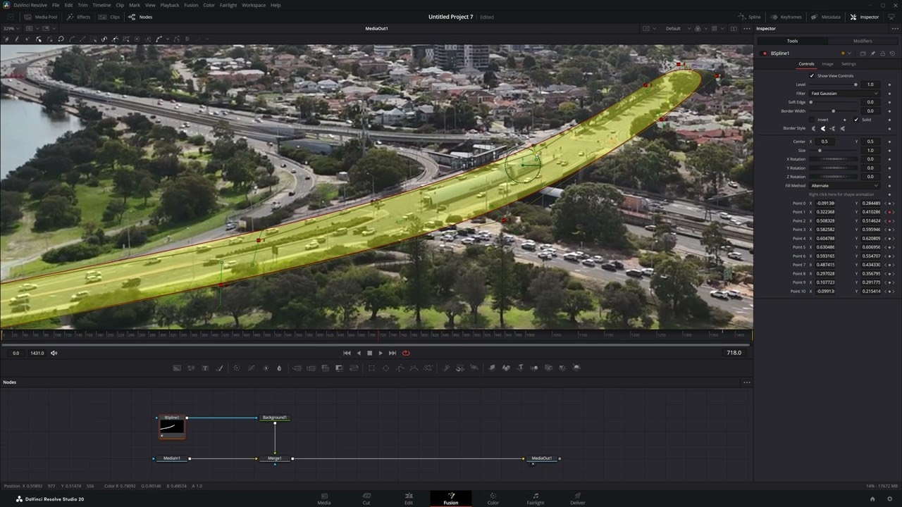 Tracking Roads and highlights property in DaVinci Resolve Fusion