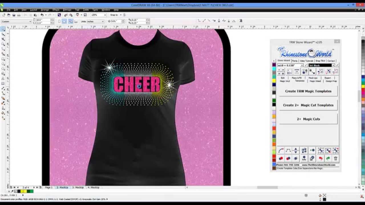 How to design a Rhinestone Cheer Shirt in the TRW Stone Wizard for CorelDRAW
