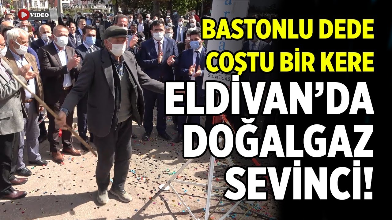 Eldivan’da 85 yaşındaki bastonlu dedenin doğalgaz sevinci!