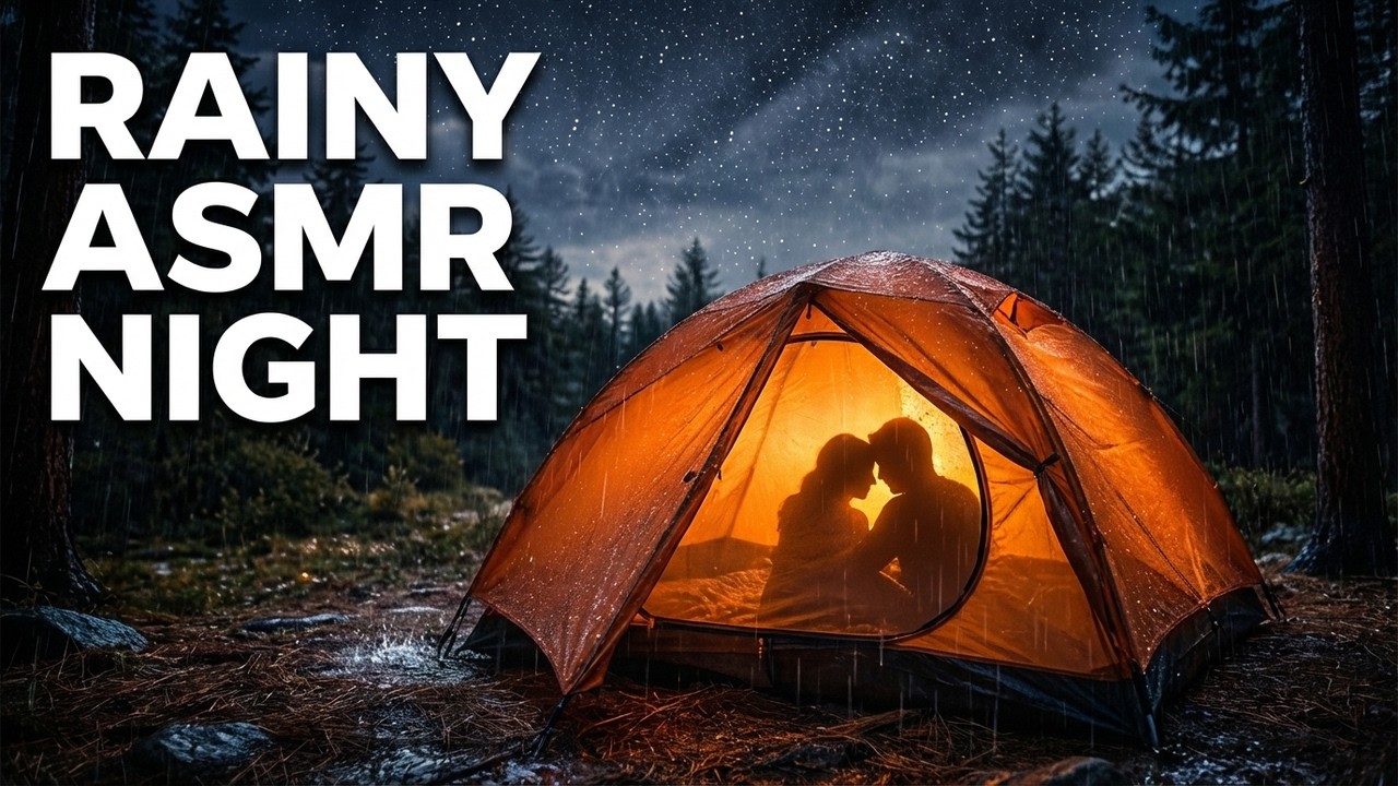 No Ads: Couple's Rainy Night in Tent Relaxing ASMR 🌧️ Cozy Camping Under Stars