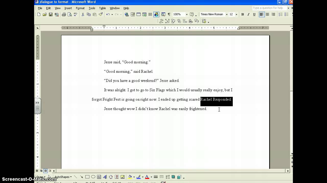 Punctuating and formatting dialogue