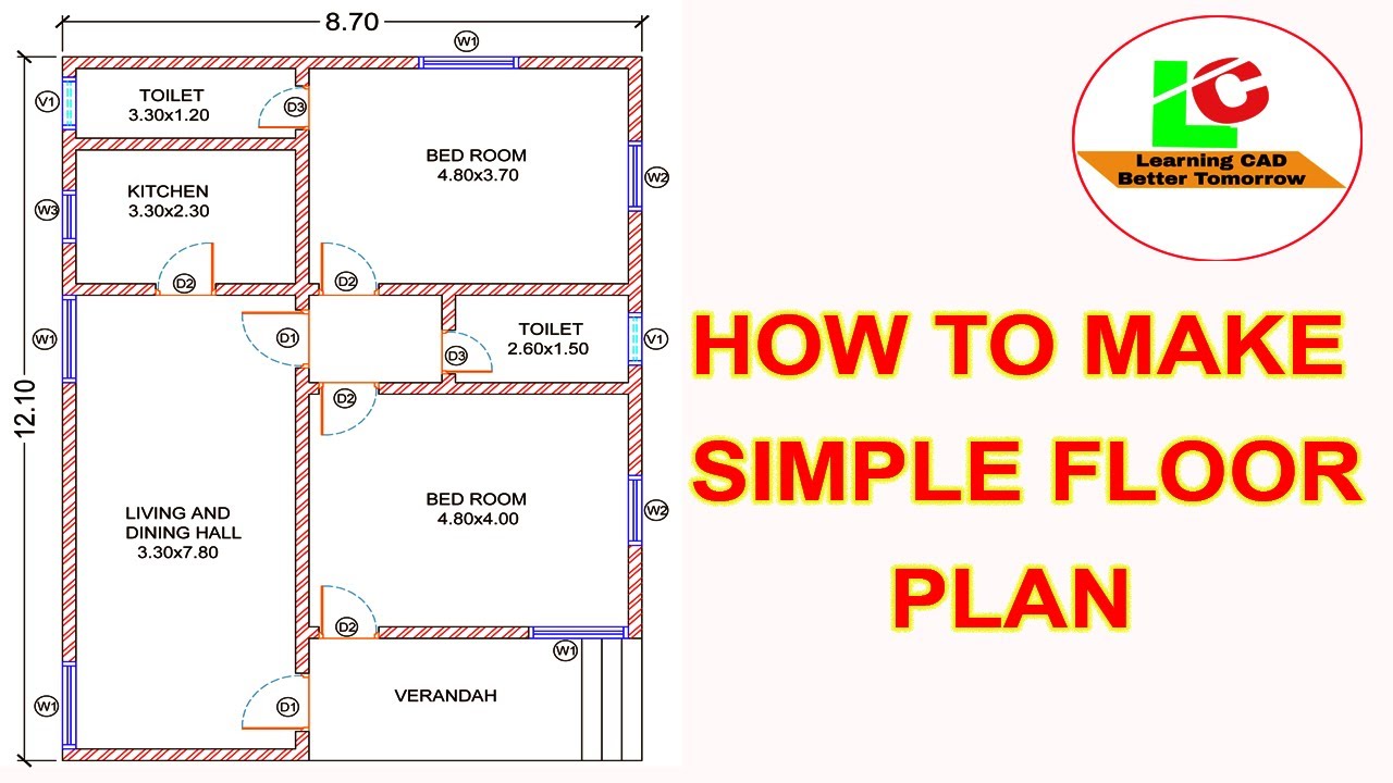 How to make Simple floor plan in AutoCAD ! step by step