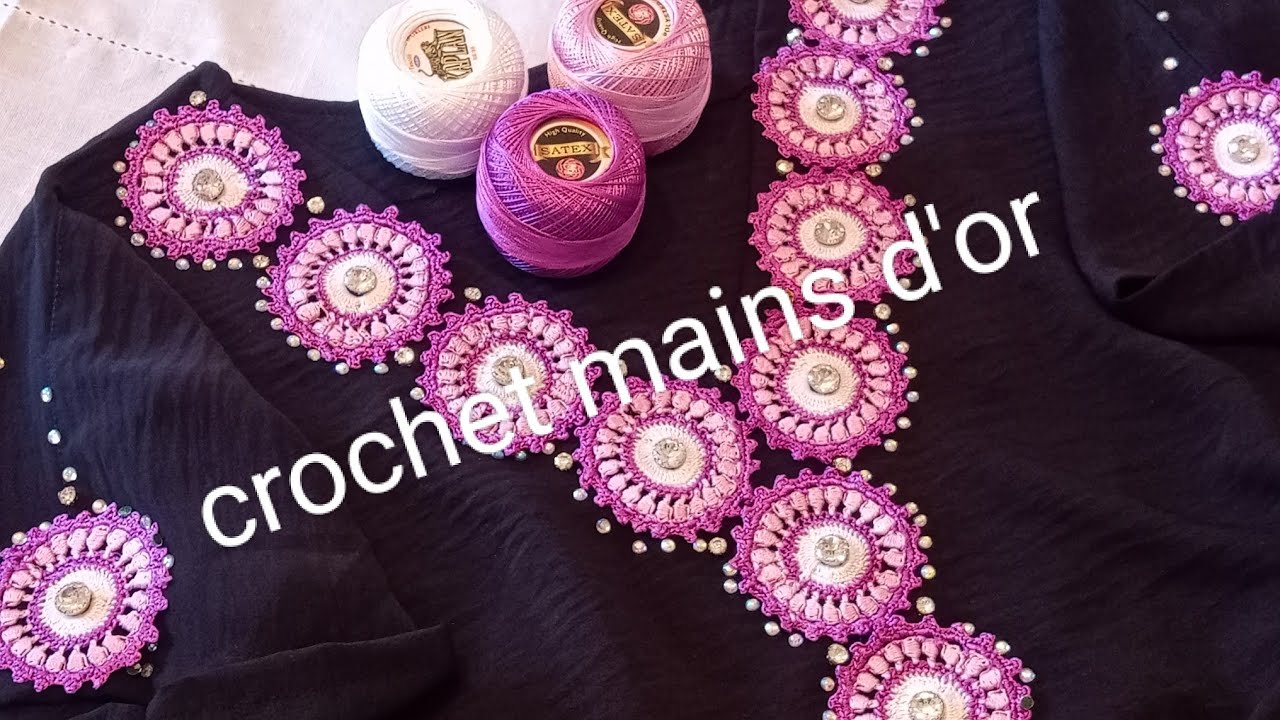 صدر كروشي 2022/2023❤️دائرة كروشي بالغرزة المنتفخة✨ 2022/2023 collar crochet