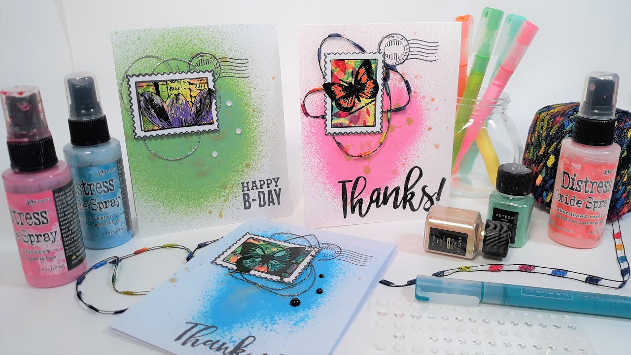 14 Card Bonanza! Layered 1 Pull Gel Print! Let's Use Those Supplies We've Been Hoarding! ATStamps