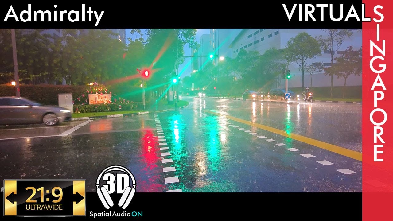 Admiralty Night Rain Walk #ultrawidewalk #DJI #pocket2 #3dsound #4kwalk #ASMR #sgwalk #waterproof