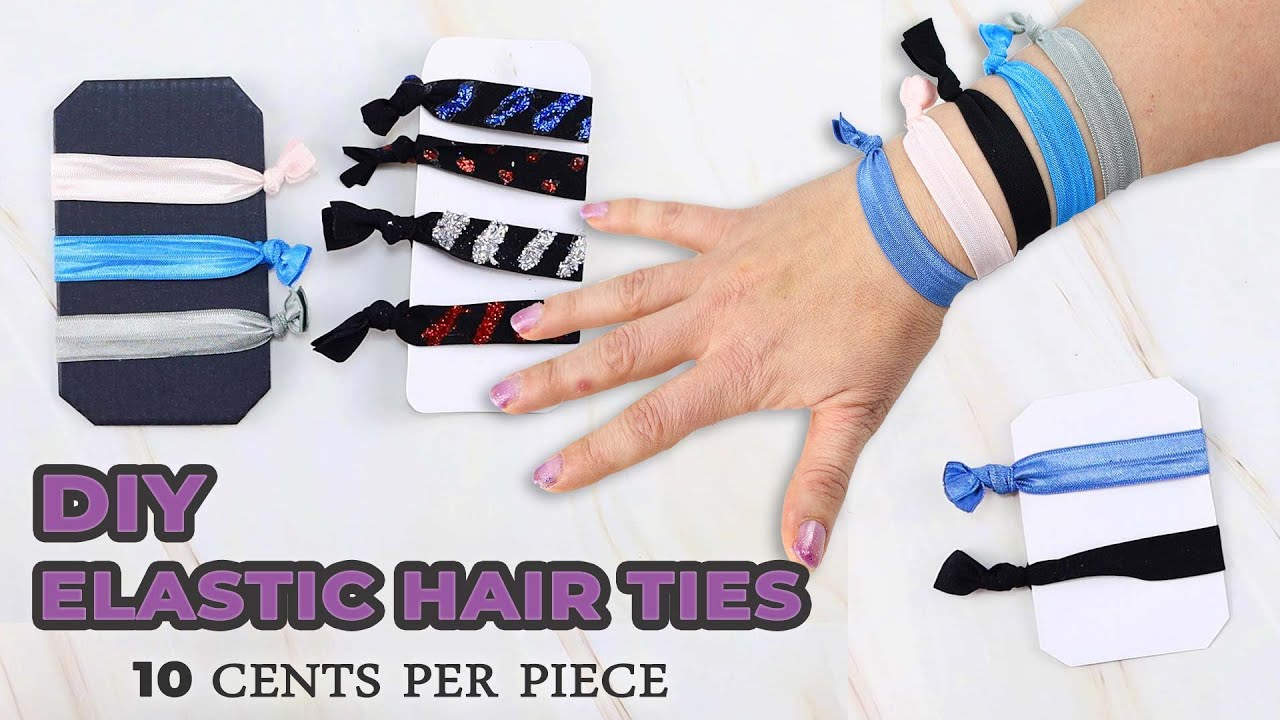 DIY Elastic Hair Ties or Hairbands using Fold over elastic // NO SEW