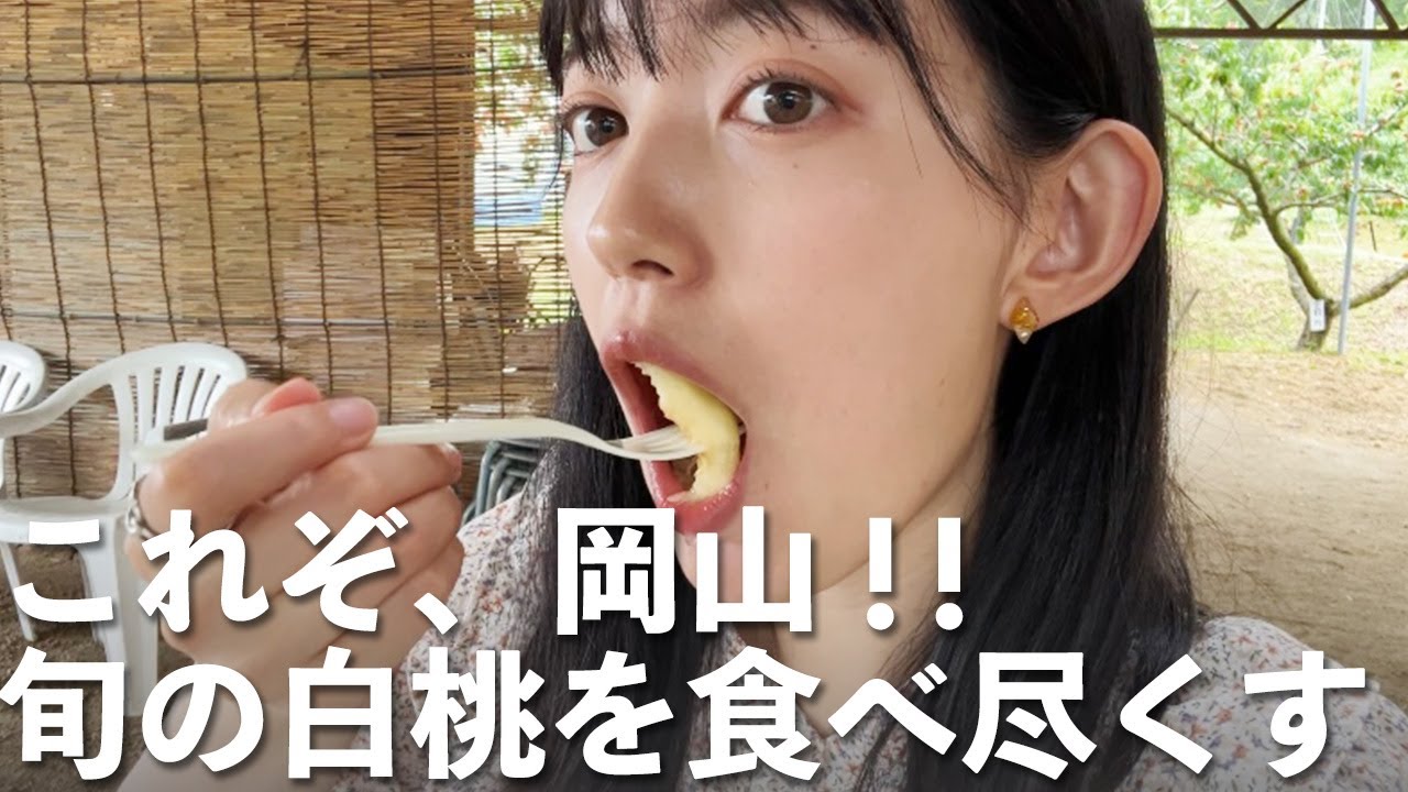 【贅沢すぎ】岡山女子、白桃を堪能しまくる1日旅をしてきた🍑  桃の丸かじりに白桃パフェ✨ 白桃狩り体験もしたよ✌️ 岡山のフルーツ最高❗️【岡山フルーツパフェ】