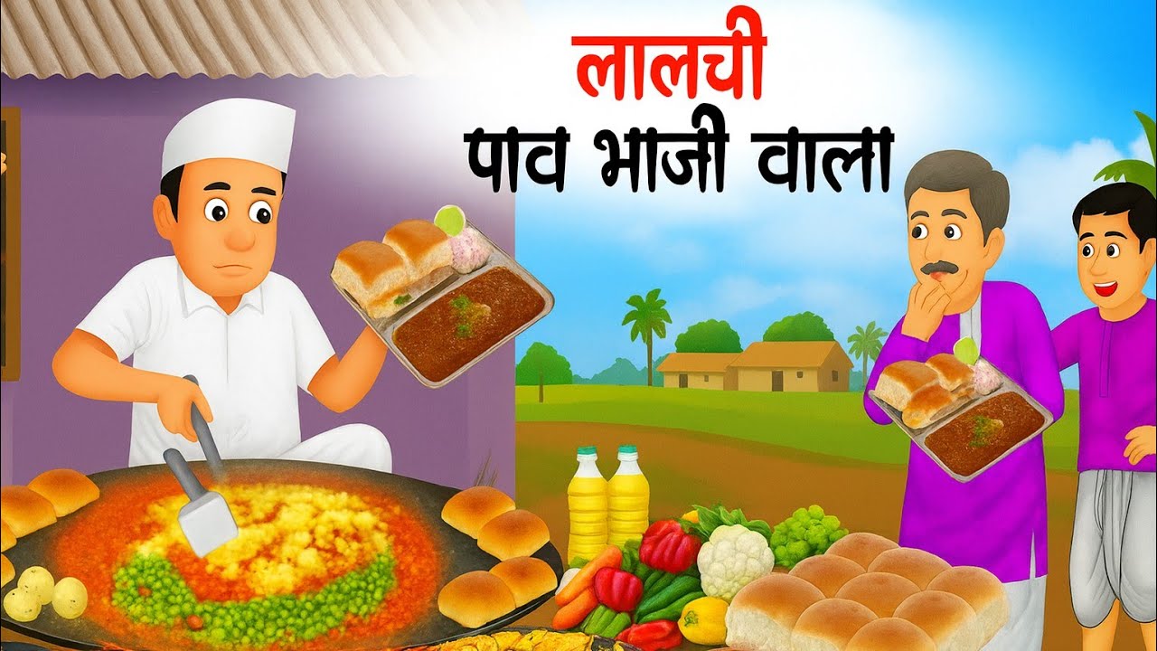 लालची पाव भाजी वाला। LALACHI PAV BHAJI WALA । CARTOON STORY। HINDI KAHANIYA।  