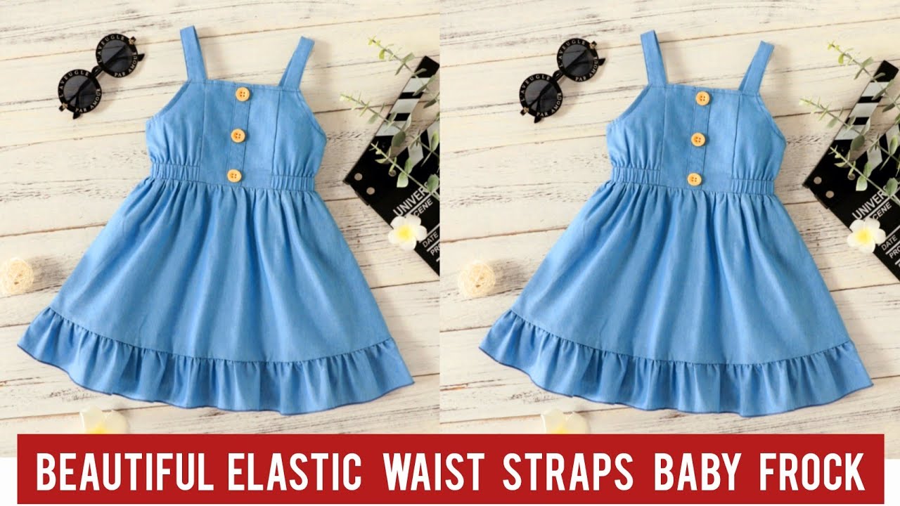 Beautiful Elastic Waist Straps Baby Frock Cutting & Stitching/5-6 Year Girl Frock Design