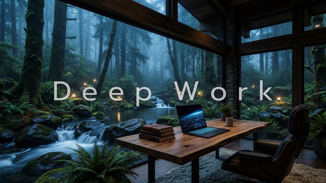 Focus Music & Chillout Work Beats | Forest Cabin Stream Ambience for Deep Concentration