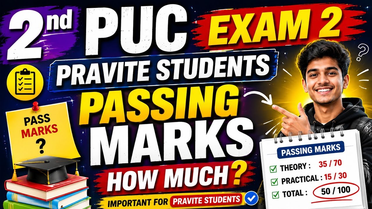 2nd PUC EXAM 2 2026 PRIVATE STUDENTS PASSING MARKS HOW MUCH KANNADA 
