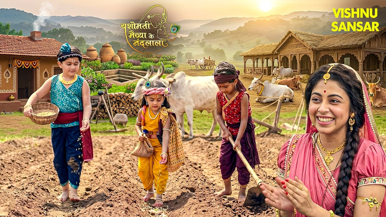 जब कान्हा ने अपने मित्रों संग की खेती मां यशोदा हुई प्रसन्न | Yashomati Maiya | #littlekrishna|Hindi