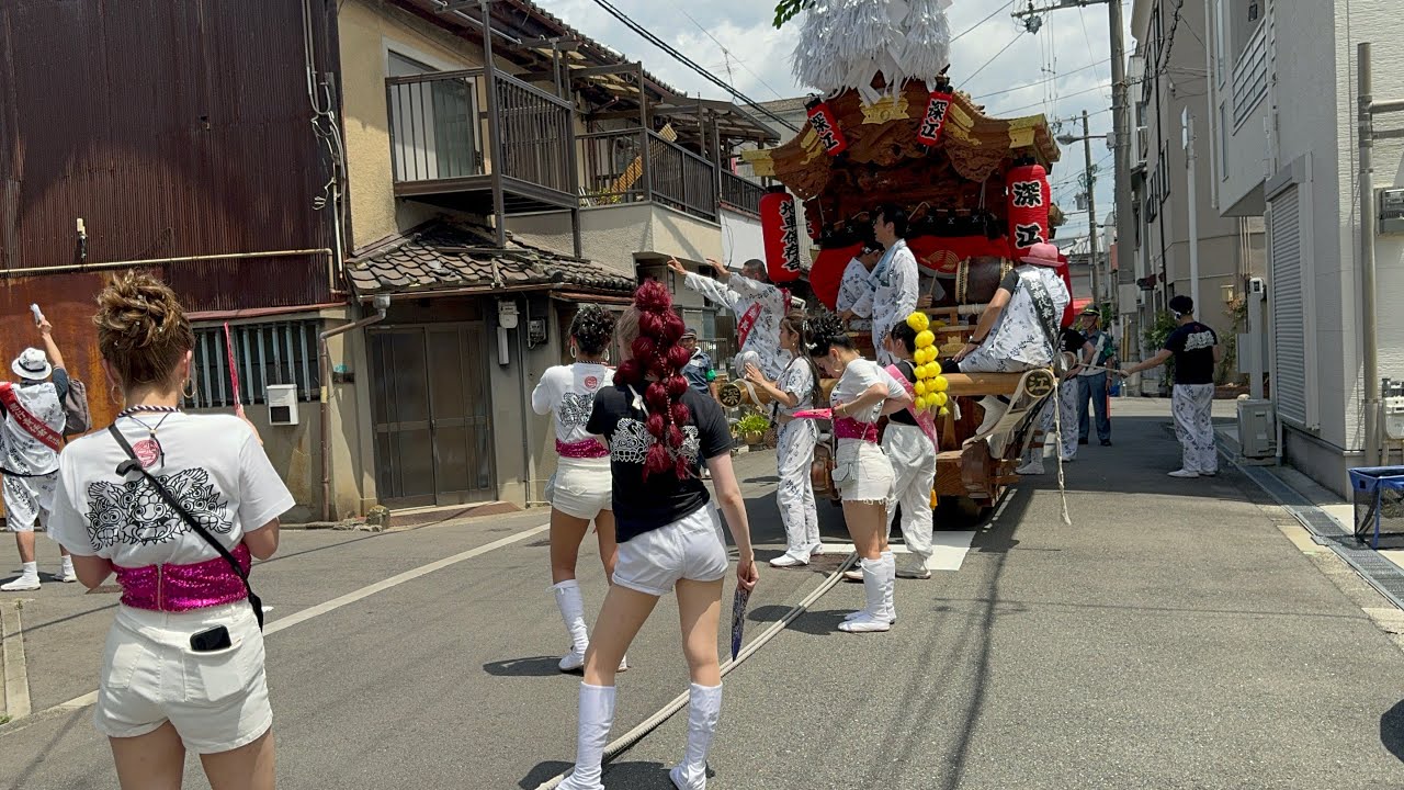 令和６年　深江稲荷神社夏祭り宵宮　深江地車　朝の巡行
