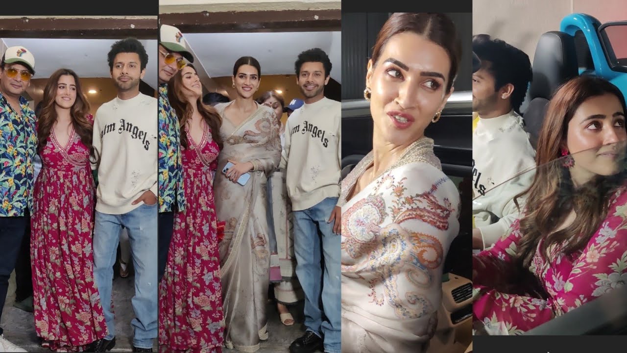 Kriti Sanon Nupur Sanon Stebin ben With Family & Mukesh Chhabra to Watch Adipurush Movie in Juhu