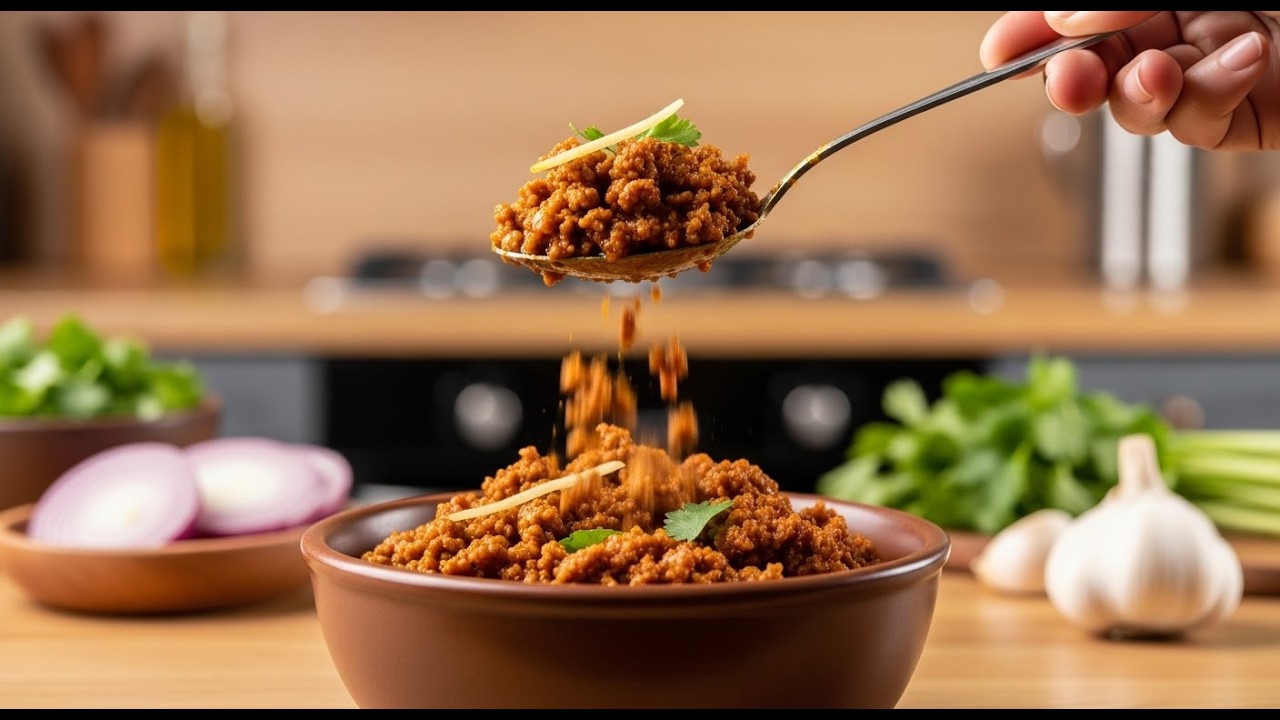Eating home made keema with naan 