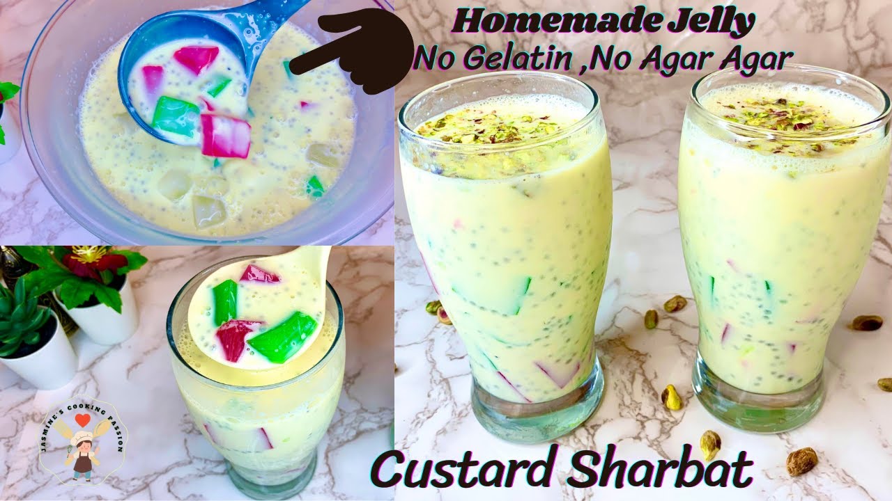 RAMZAN SPECIAL Custard Sharbat with Homemade Jelly No Gelatin, No Agar Agar | Iftar Recipe 2022