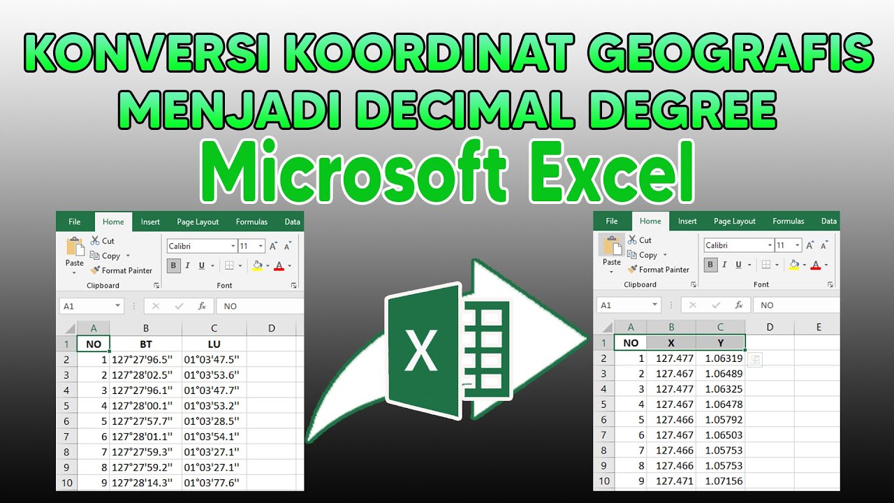 Cara Konversi Koordinat Geografis menjadi Decimal Degree || MS Excel