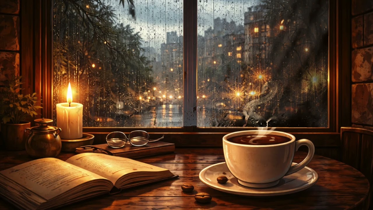 Late Night Jazz & Rain ☕ Cozy Coffeehouse Ambience