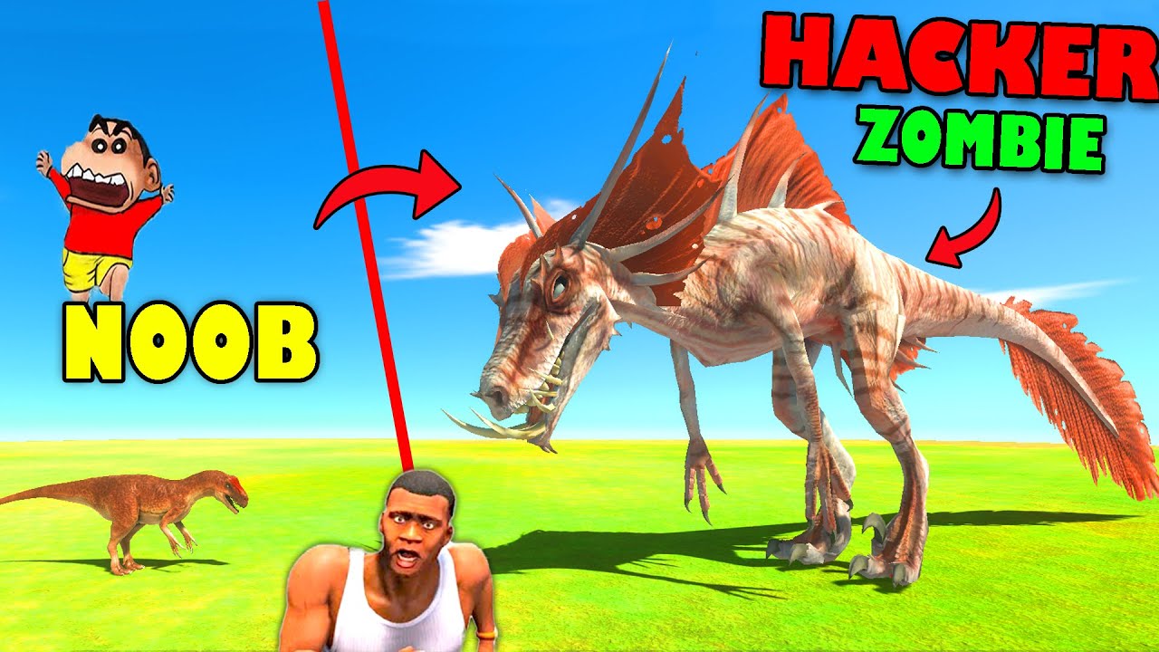 Upgrading NOOB ALLOSAURUS into HACKER ZOMBIE ALLOSAURUS in Animal Revolt Battle Simulator SHINCHAN