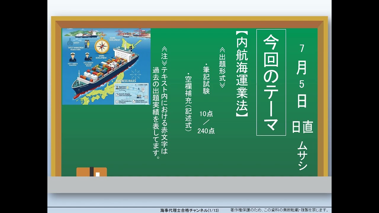 【海事代理士試験】内航海運業法（令和7年度）