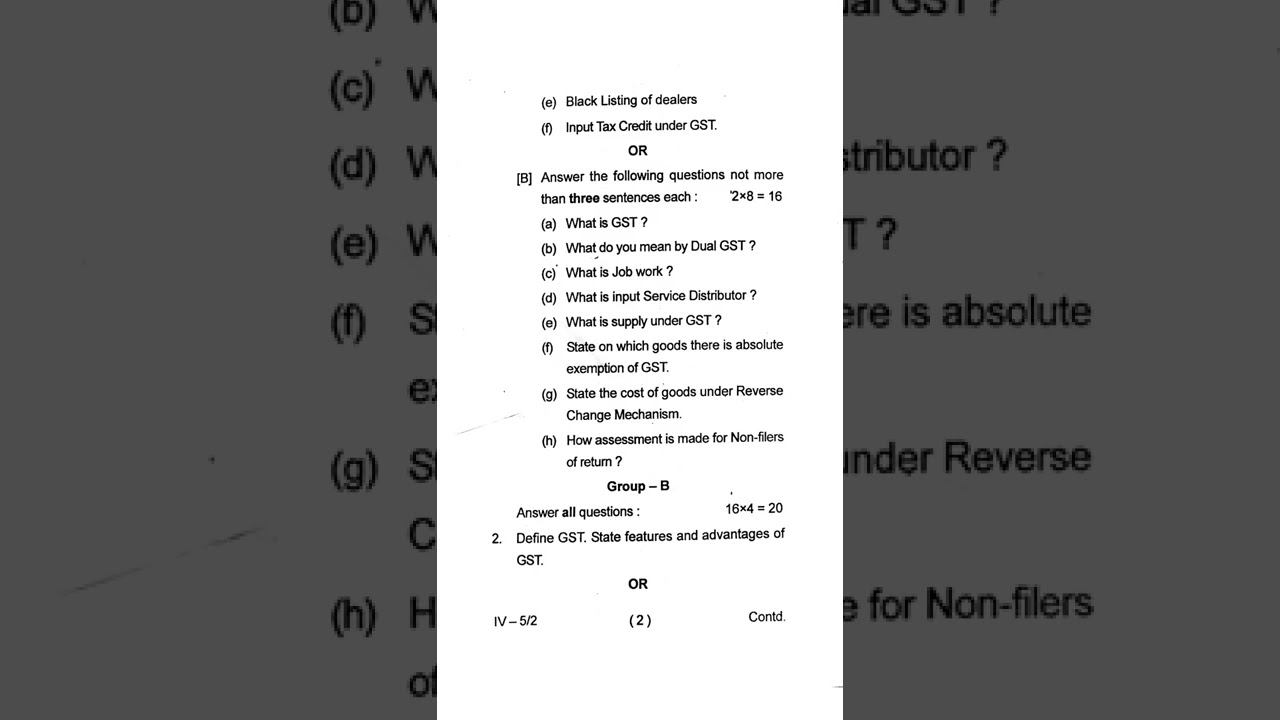 m.com 3 semester GST exam paper(2019-20)year